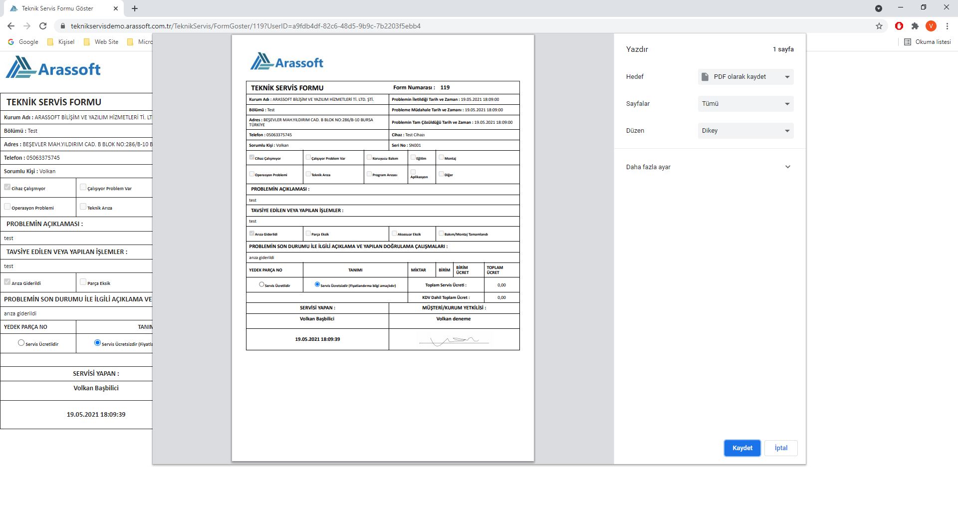 Arassoft Teknik Servis Takip